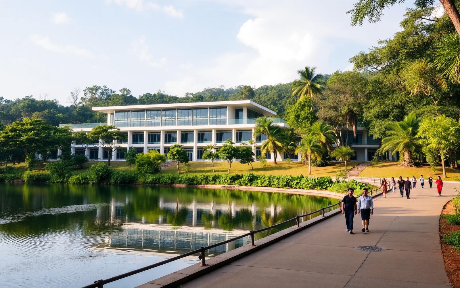 IPB University Dramaga Rectorate building beside Danau LSI