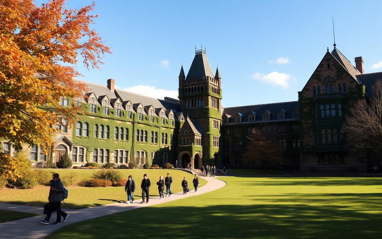 McMaster University ivy-covered historic buildings in autumn