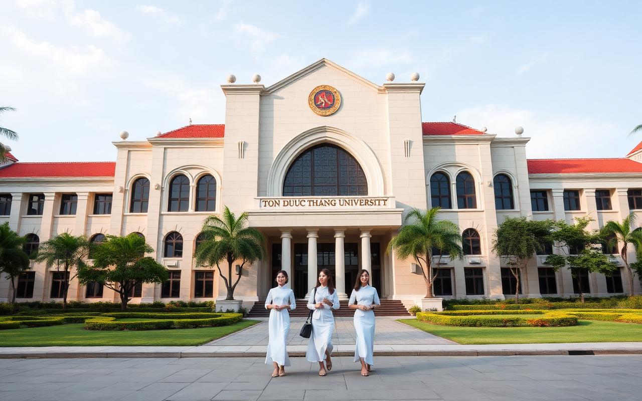 TDTU Inspire Library and Áo Dài students in District 7, Ho Chi Minh City