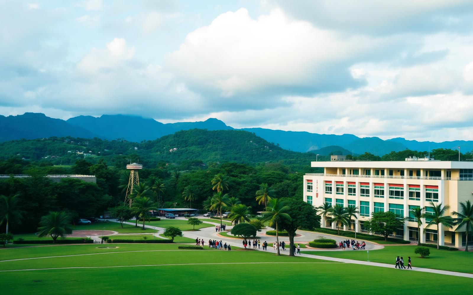 University of San Carlos Talamban Campus surrounded by Cebu's hills
